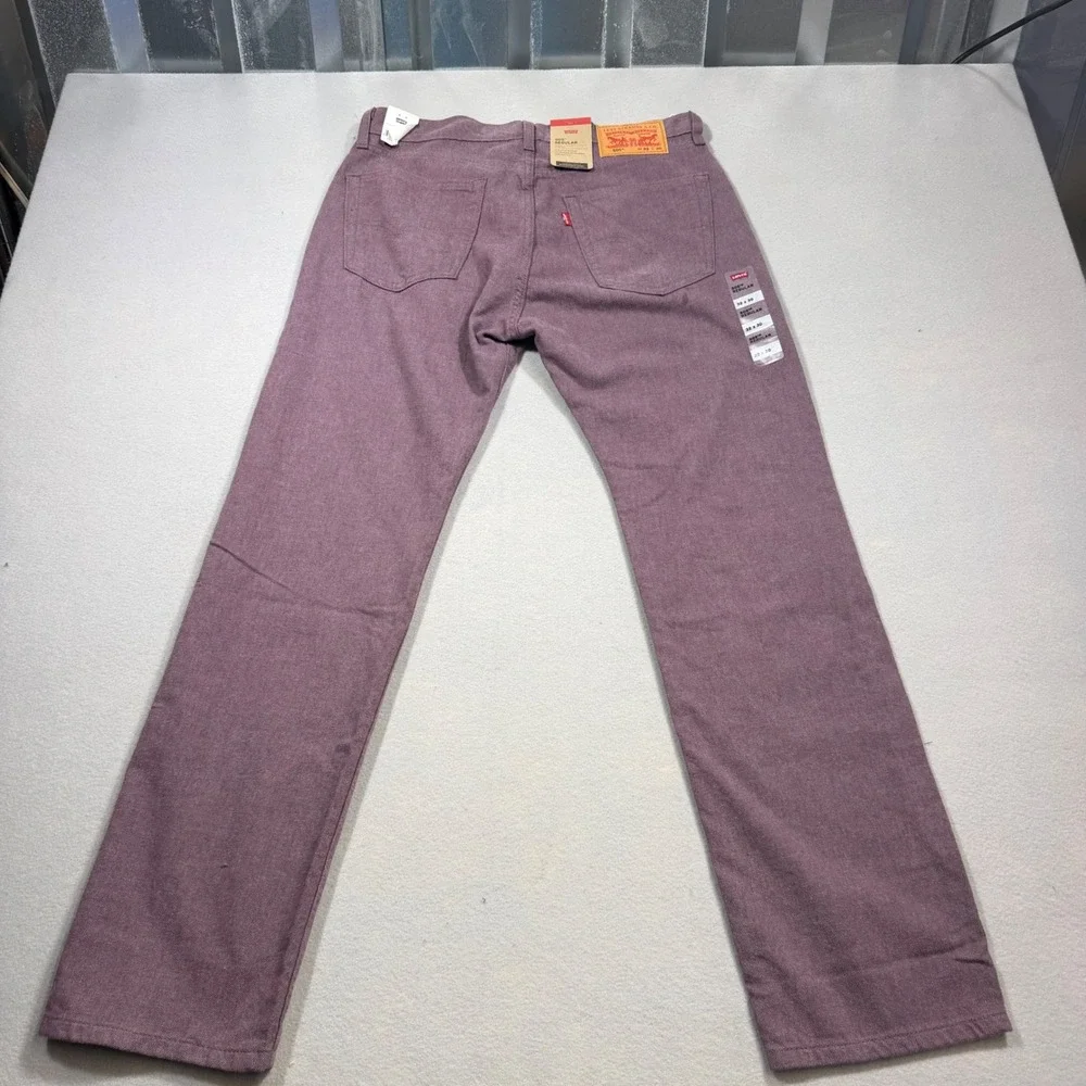 Levis 505 Regular Fit Stretch Pants Mens 32x30 Purple Straight Leg 005051078